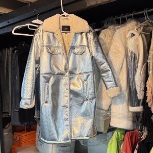 7 For All Mankind Metallic Silver Trench Coat excellent condition worn once !